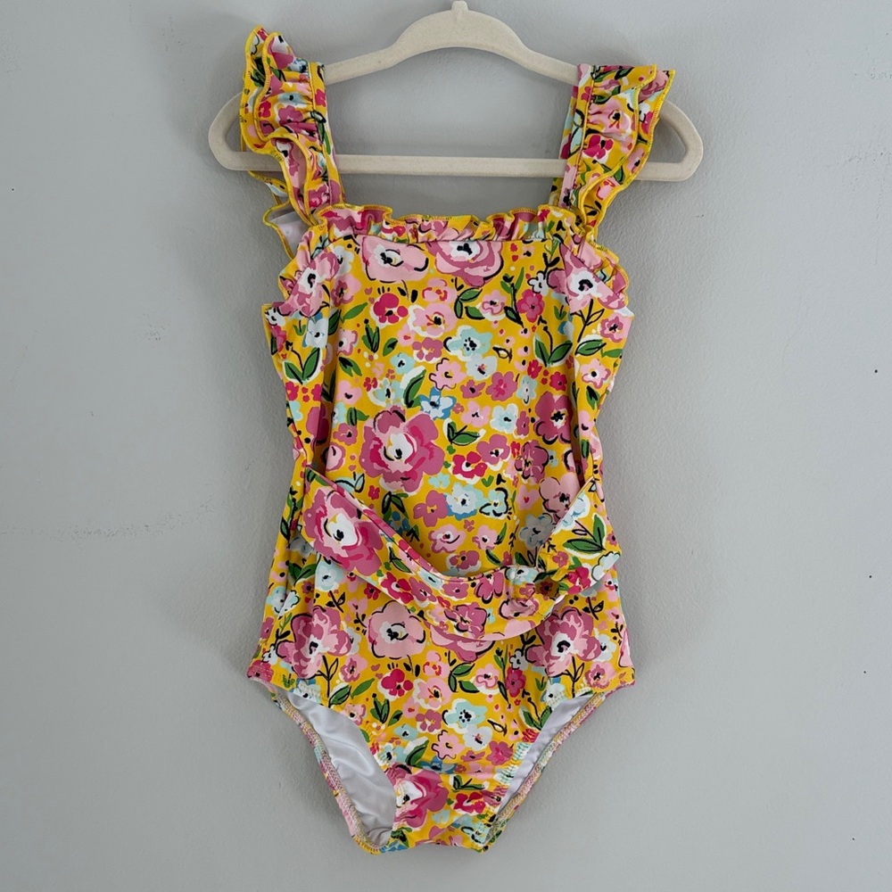 SweetHoney Girls Yellow Floral One-Piece Swimsuit